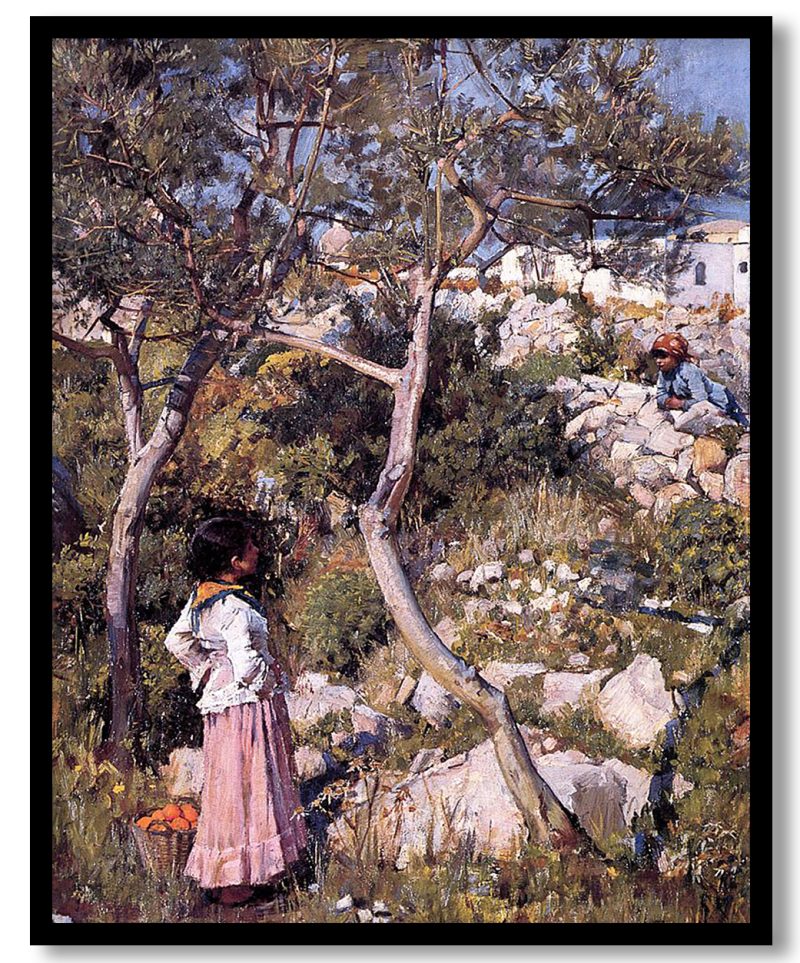 Two Little Italian Girls by a Village by John William Waterhouse (1889)