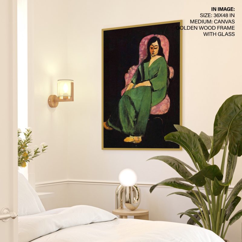 Lorette in a Green Robe against a Black Background by Henri Matisse (1916)