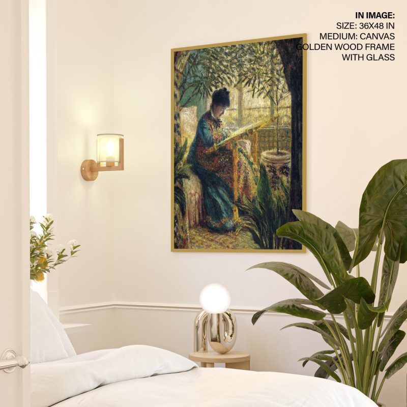 Madame Monet Embroidering by Claude Monet (1875)