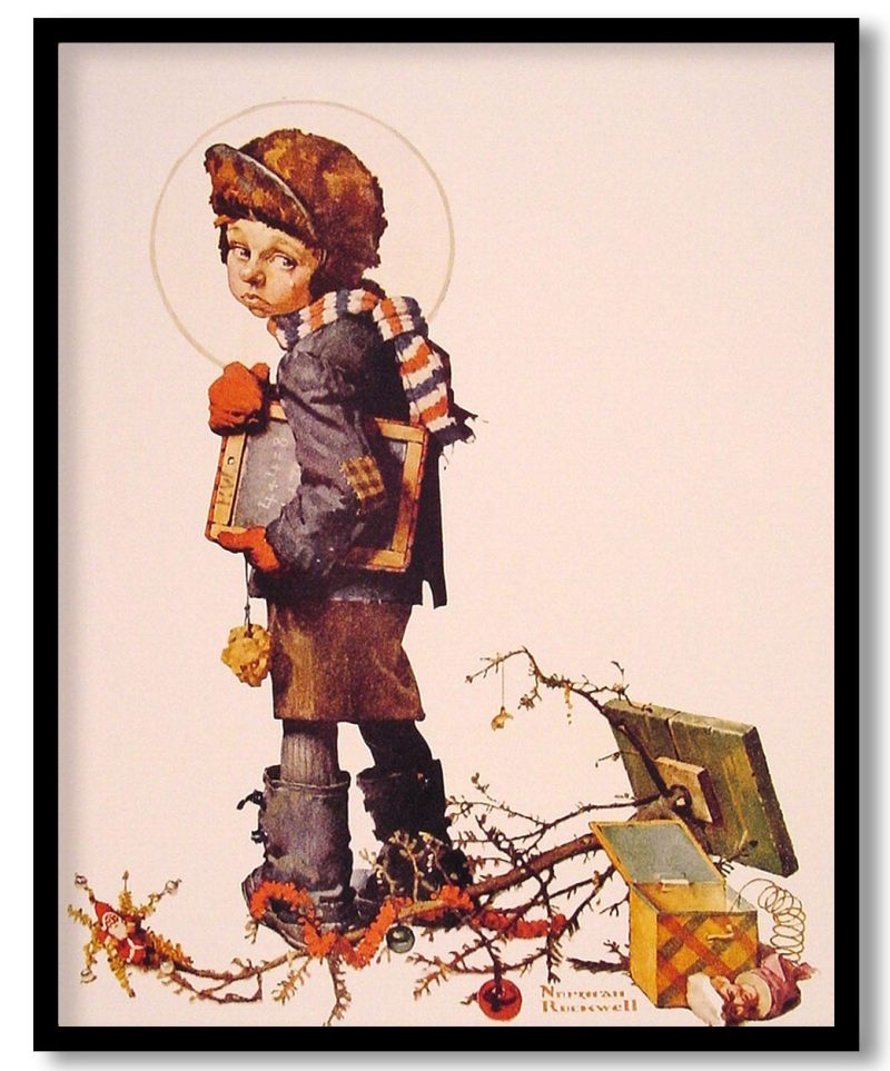 Little Boy holding Chalk Board by Norman Rockwell (1927)