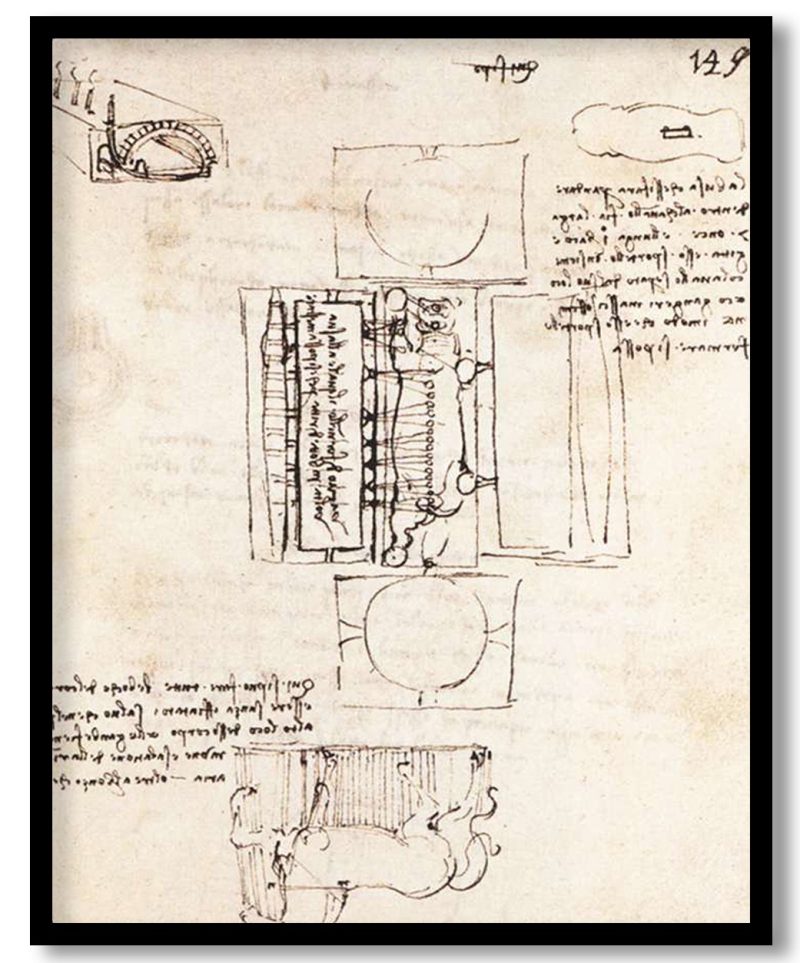 Manuscript page on the Sforza monument by Leonardo da Vinci (1493)