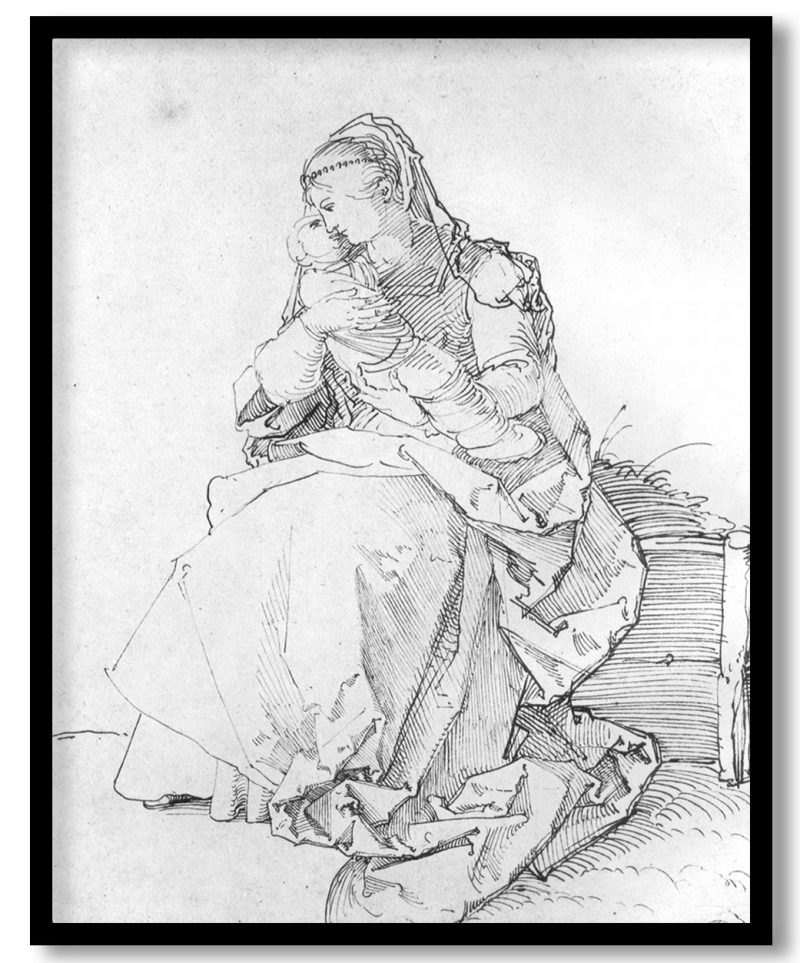 Mary with child wound on the grassy bank by Albrecht Durer (1514)