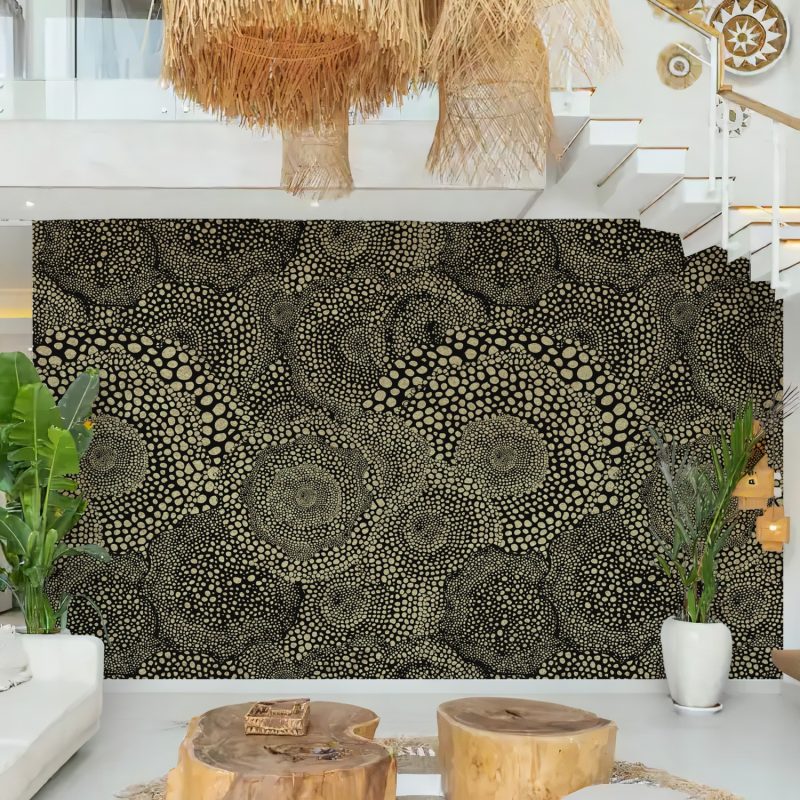 Black and Beige Abstract Dot Wallpaper