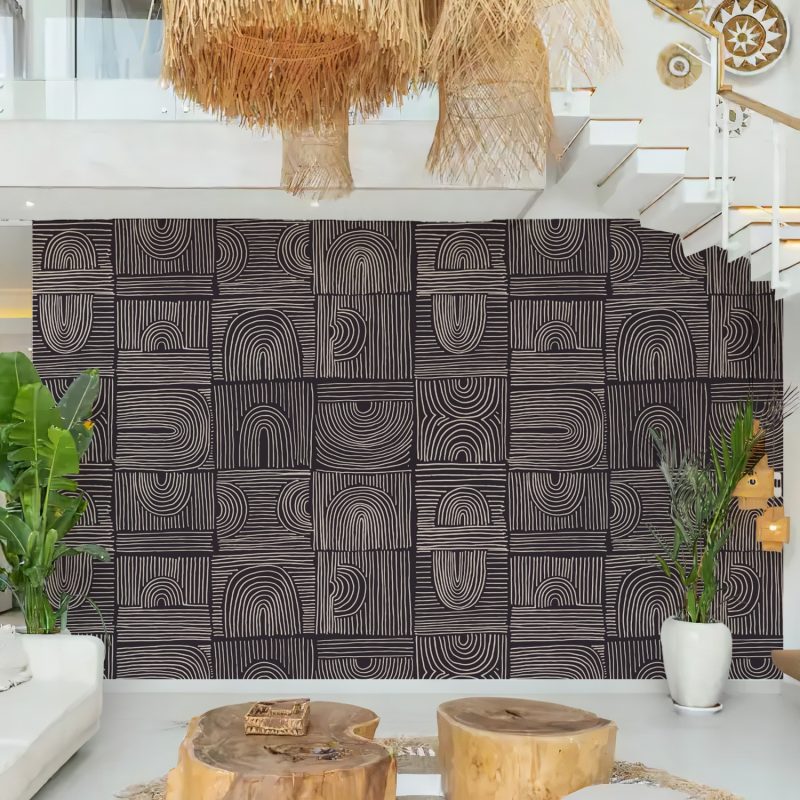 Charcoal Geometric Arch Tile Wallpaper