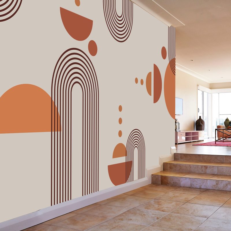 Terracotta Boho Line Arch Wallpaper
