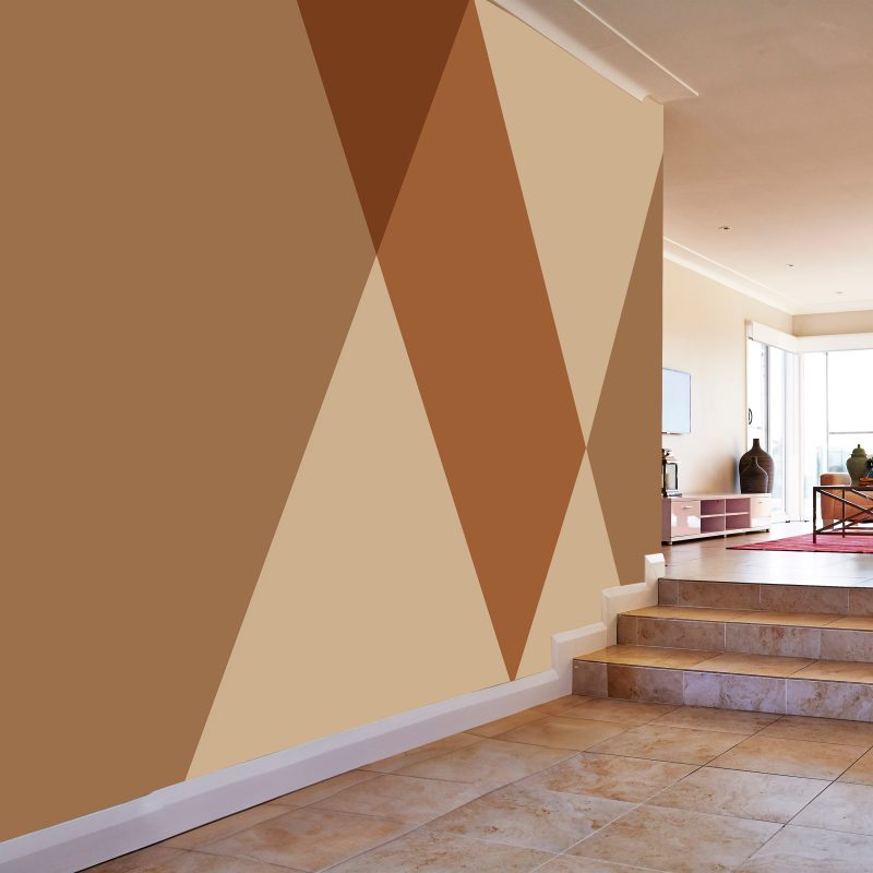 Brown and Beige Harlequin Diamond Wallpaper