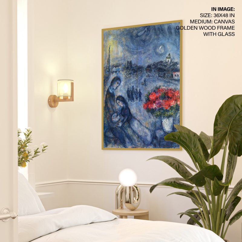 Newlyweds with Paris in the Background by Marc Chagall (1980)