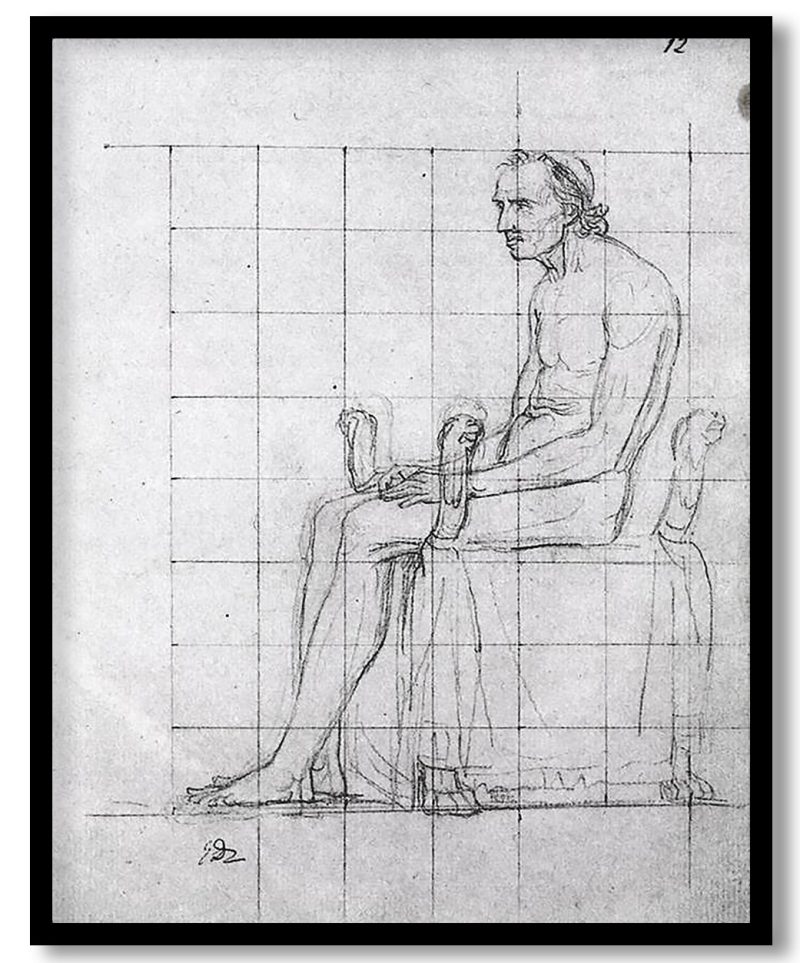 Nude study of Pope Pius VII by Jacques Louis David (1805)