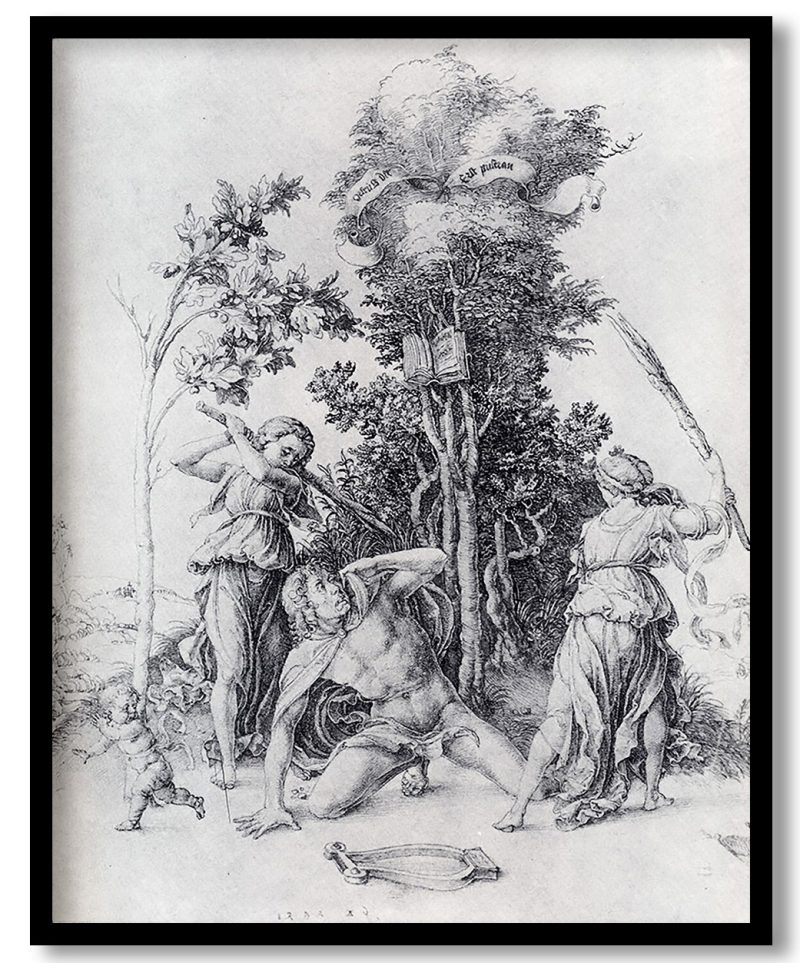 Orpheus Slain By Bacchantes, With A Boy Running Away by Albrecht Durer (1494)