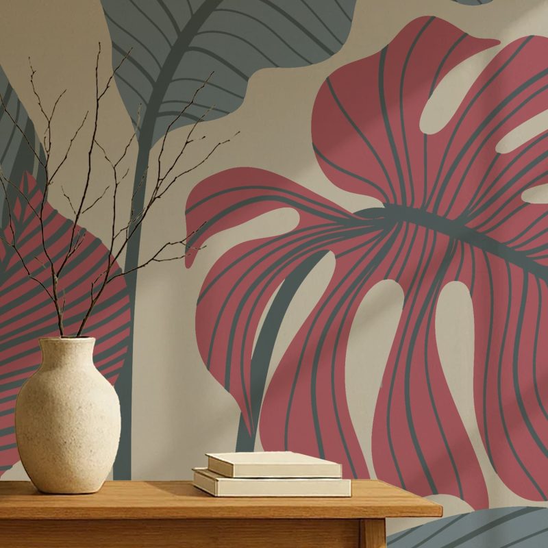 Tropical Harmony with Bold Hues: A Leafy Vignette