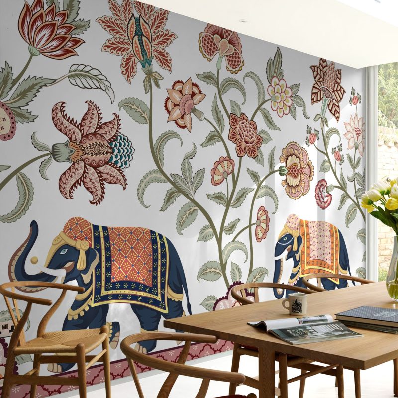 Mughal Elephants and Floral Reverie