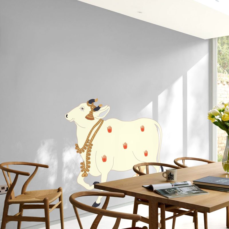 Golden Adorned Paisley Cow Artwork