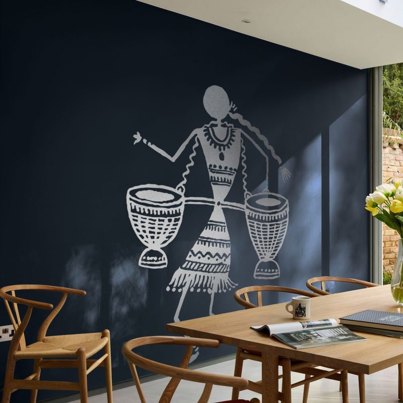 Monochrome Tribal Elegance: The Basket Bearer