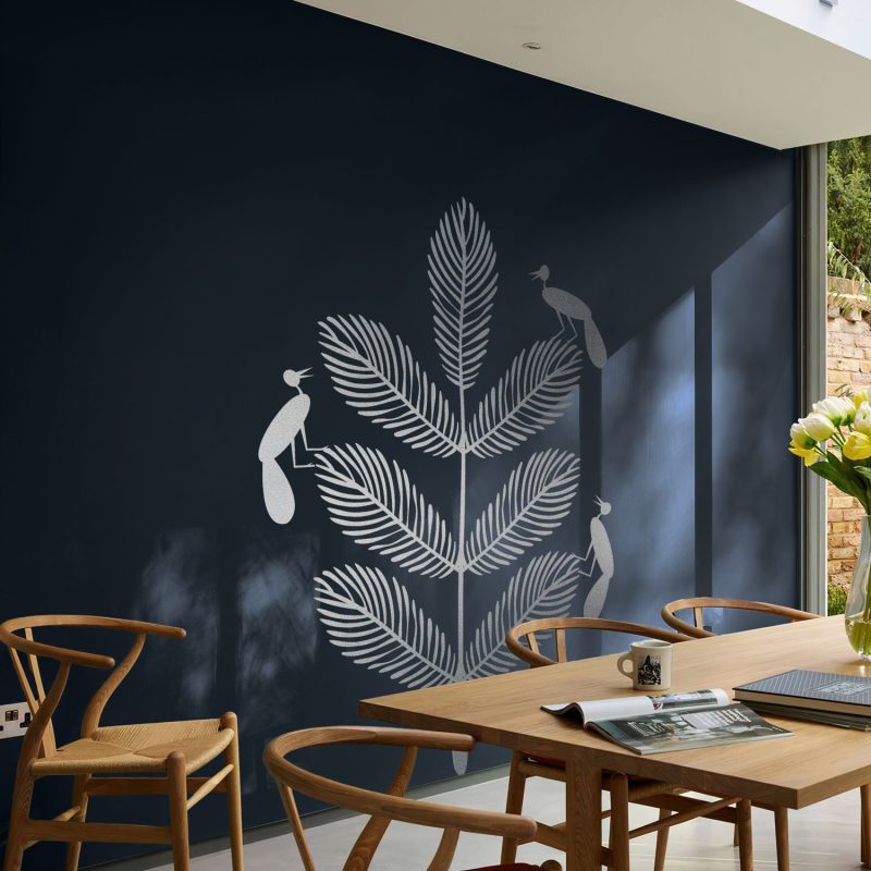 Serenade in Silver: Avian Elegance on Midnight