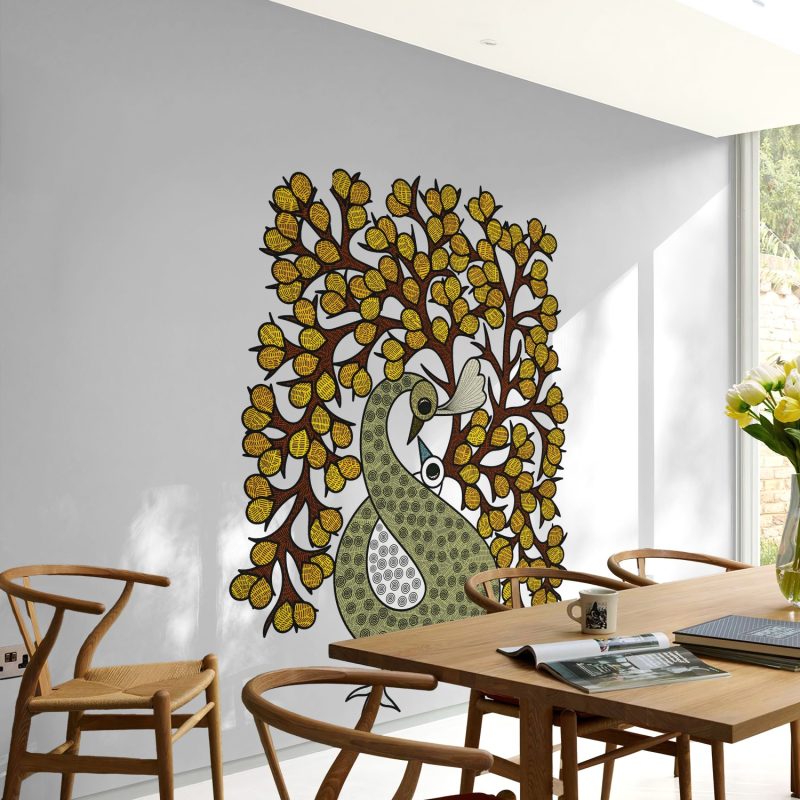Peacock Reverie in Vibrant Gond Patterns