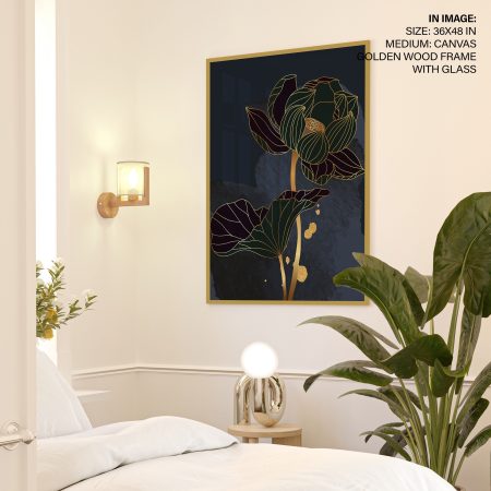 Botanical Gold Outlined Lotuses – Wall Decor