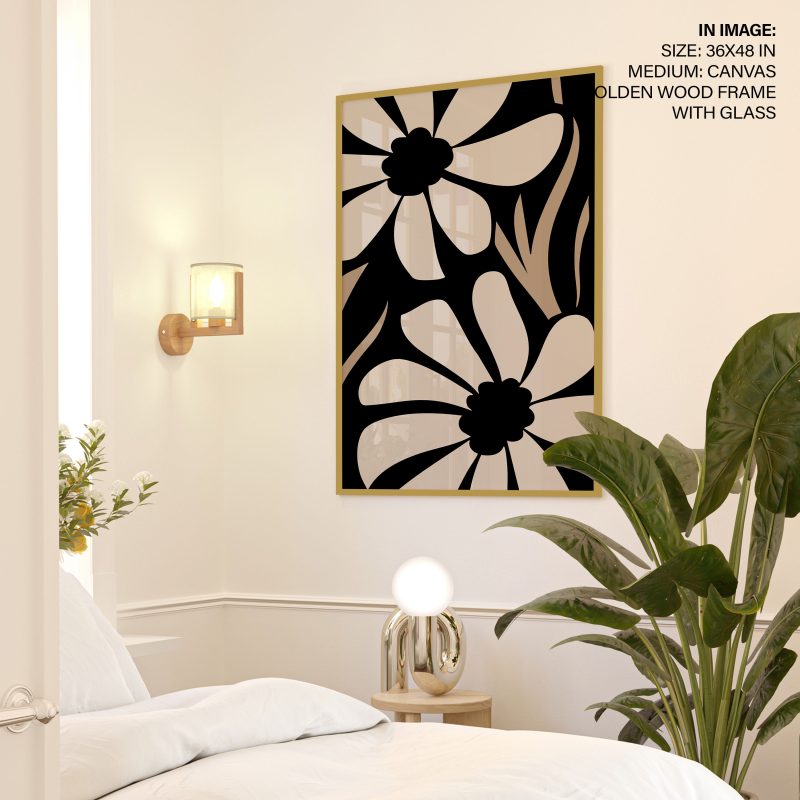 Abstract Stylized Black Beige Flowers – Wall Decor