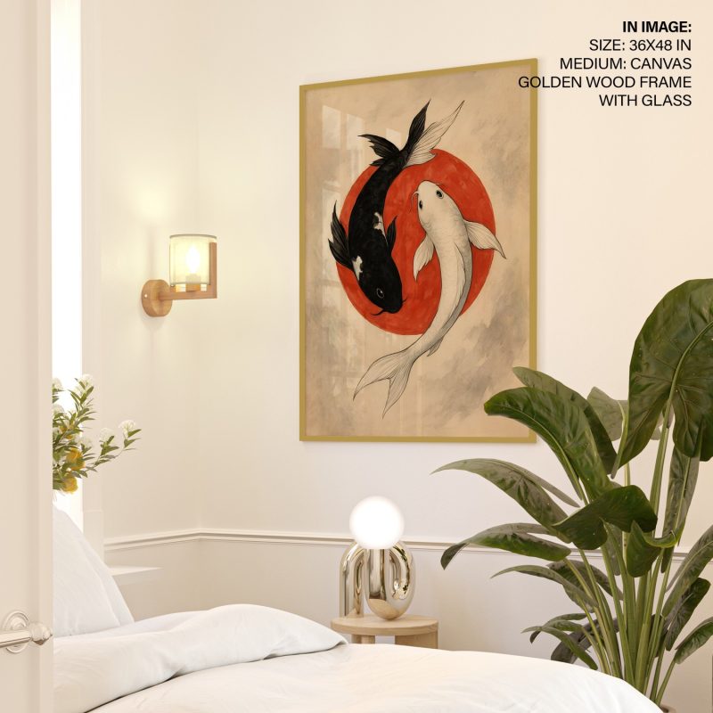 Oriental Black and White Koi Fish – Wall Decor