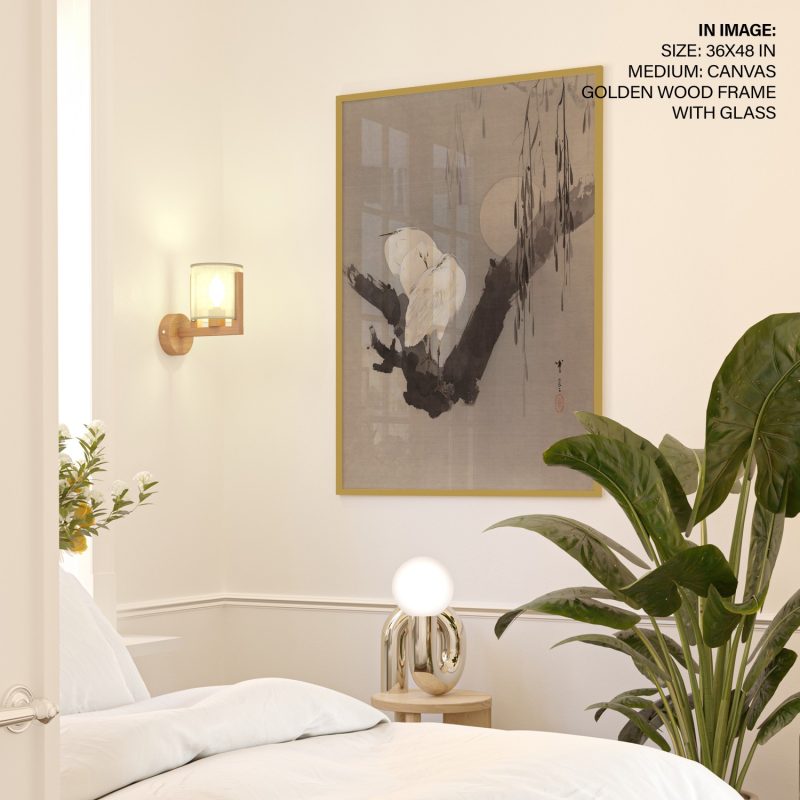 Oriental Two Egrets Willow Moon – Home Decor
