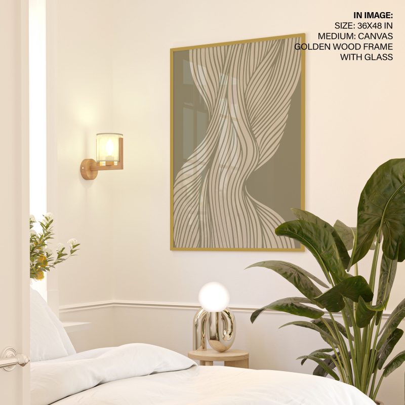 Abstract Beige Flowing Lines – Wall Art