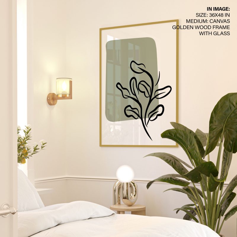Minimalist Black Leafy Branch – Home Decor