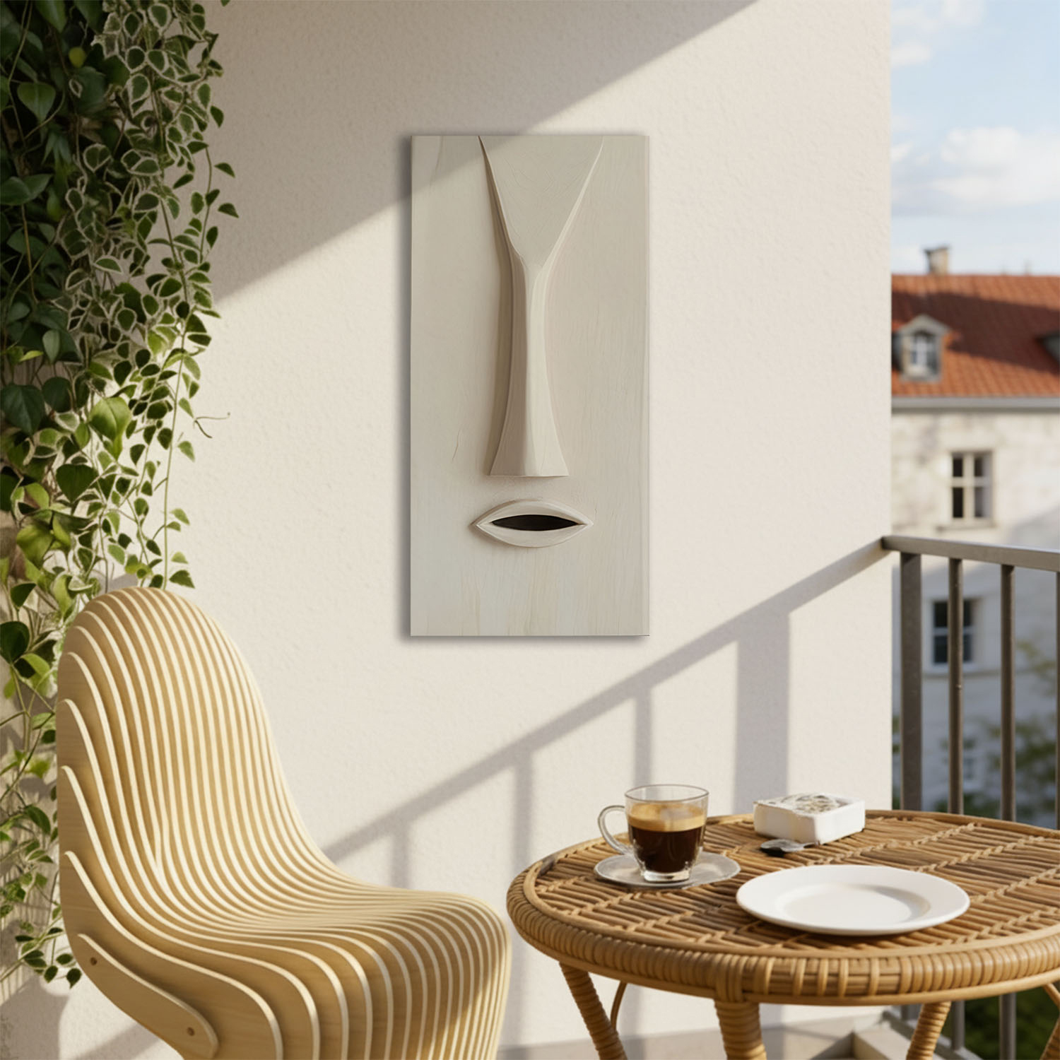 Meditative Form - A warm-toned abstract face with simplified contours, embodying stillness.