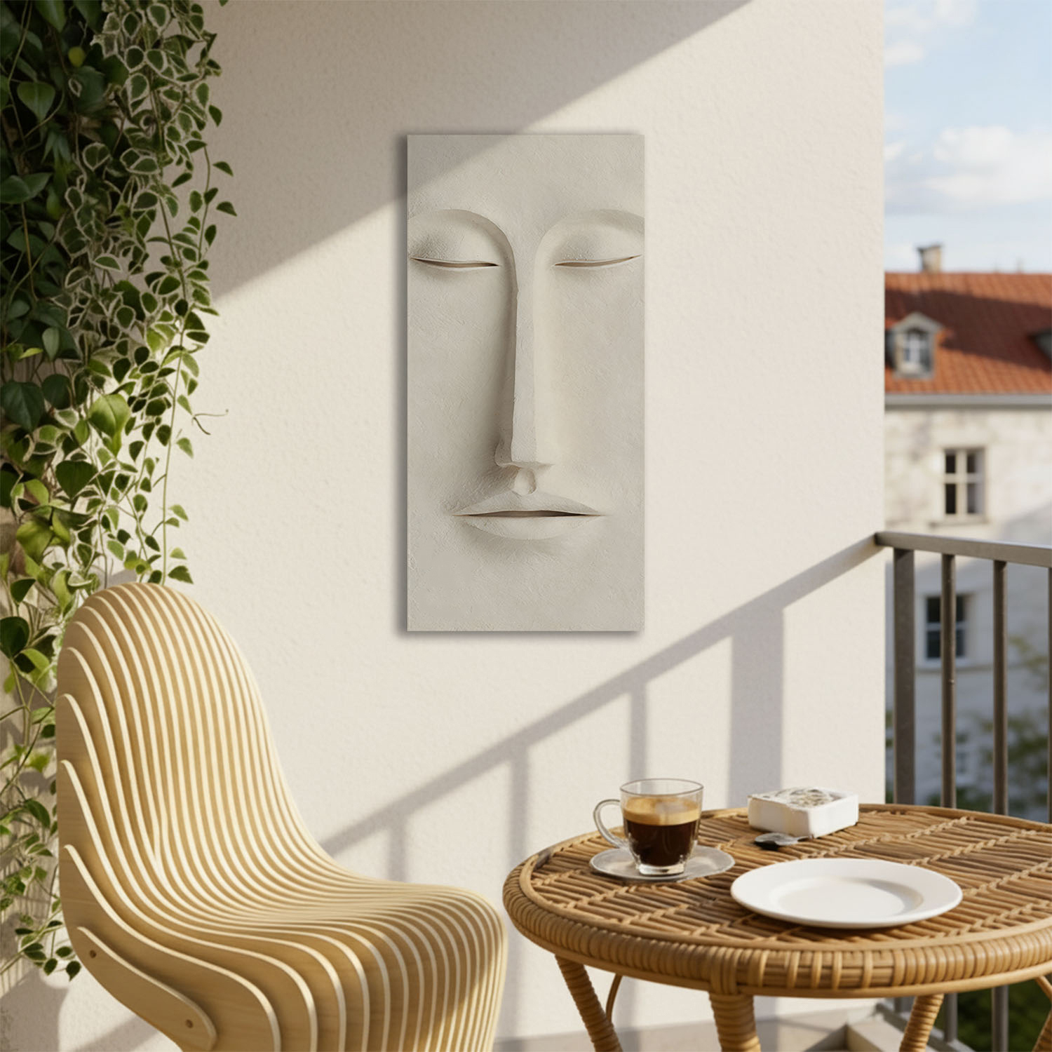 White Serenity - A calm and minimalist face artwork in soft tones, symbolizing peace, elegance, and timeless beauty.
