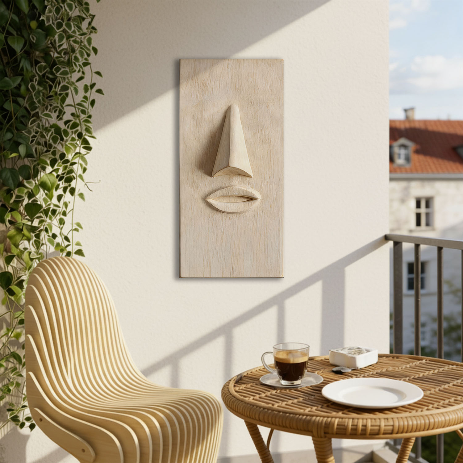 Tranquil Gaze - A modern artwork capturing a serene expression, blending sharp engraved lines with soft textures of calmness.