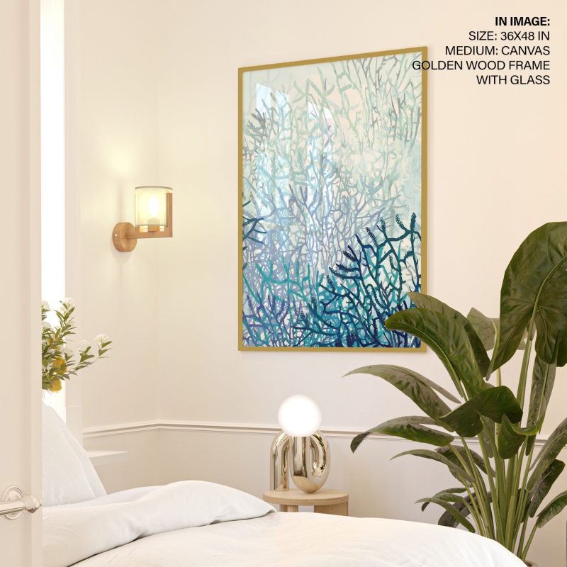 Abstract Blue Teal Plant Forms – Wall Art