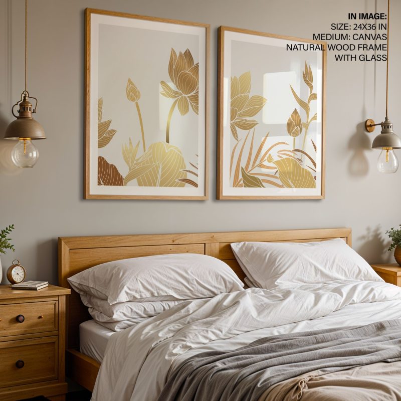 Botanical Golden Lotus Plant – Home Decor