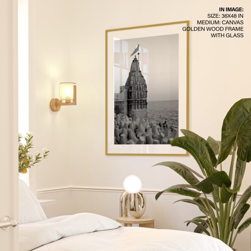 Nature Black White Temple Seascape – Wall Art