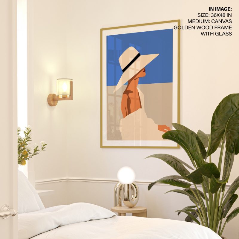Minimalist Woman Hat Beach – Wall Decor