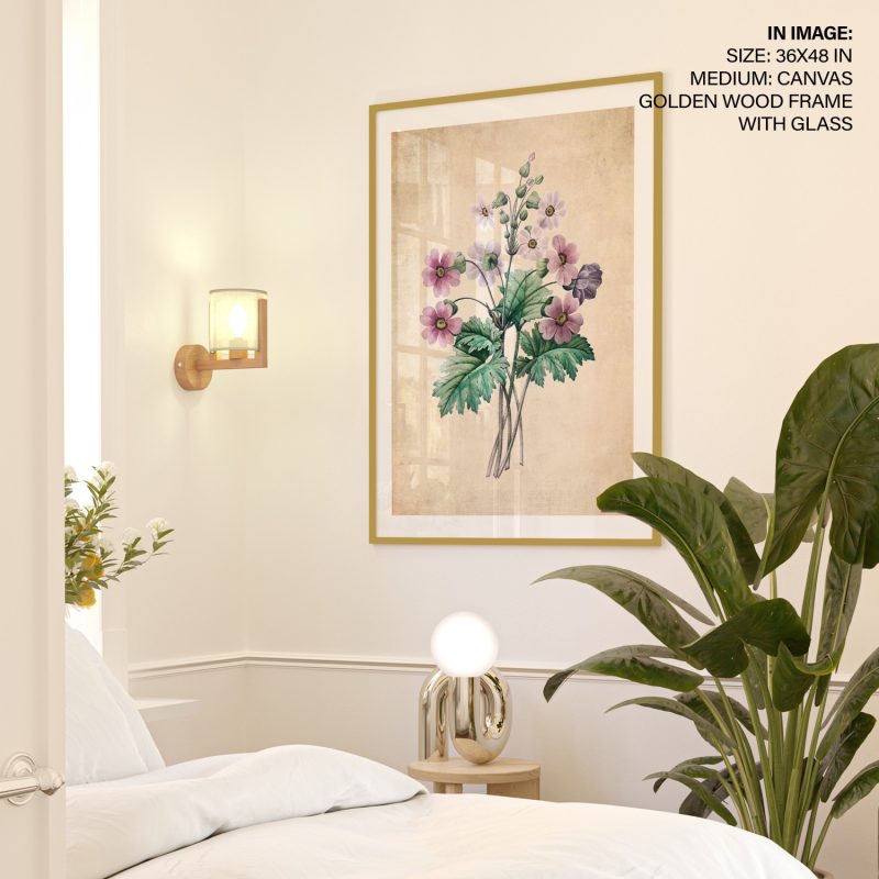 Botanical Vintage Pink Purple Flowers – Wall Hanging