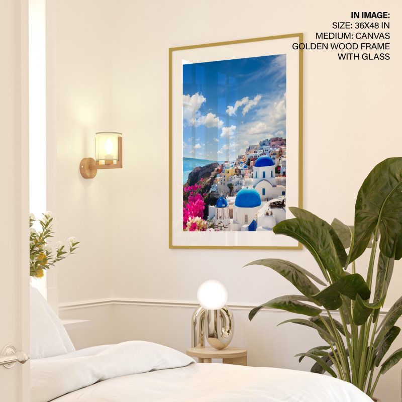 Nature Santorini Blue Domes Flowers – Wall Decor