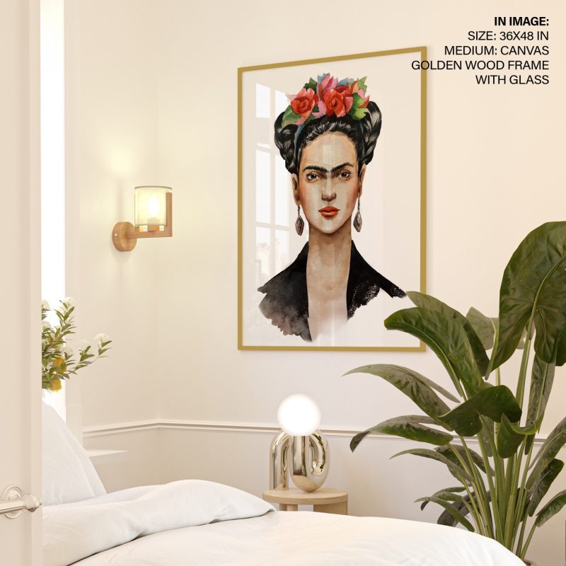 Fine Art Frida Kahlo Floral Crown – Wall Hanging
