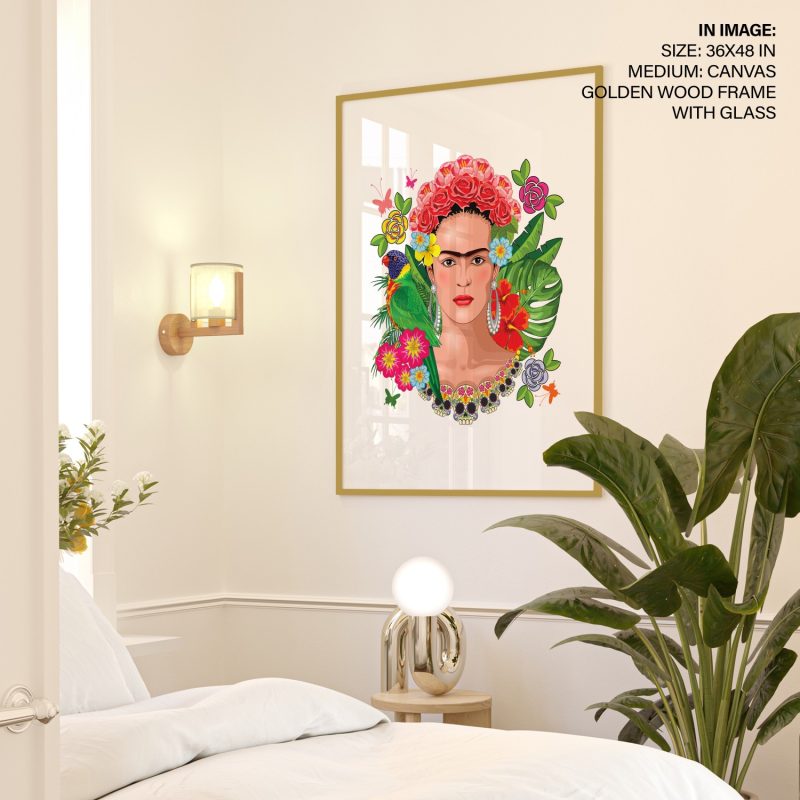 Botanical Frida Kahlo Flowers Parrot – Wall Painting