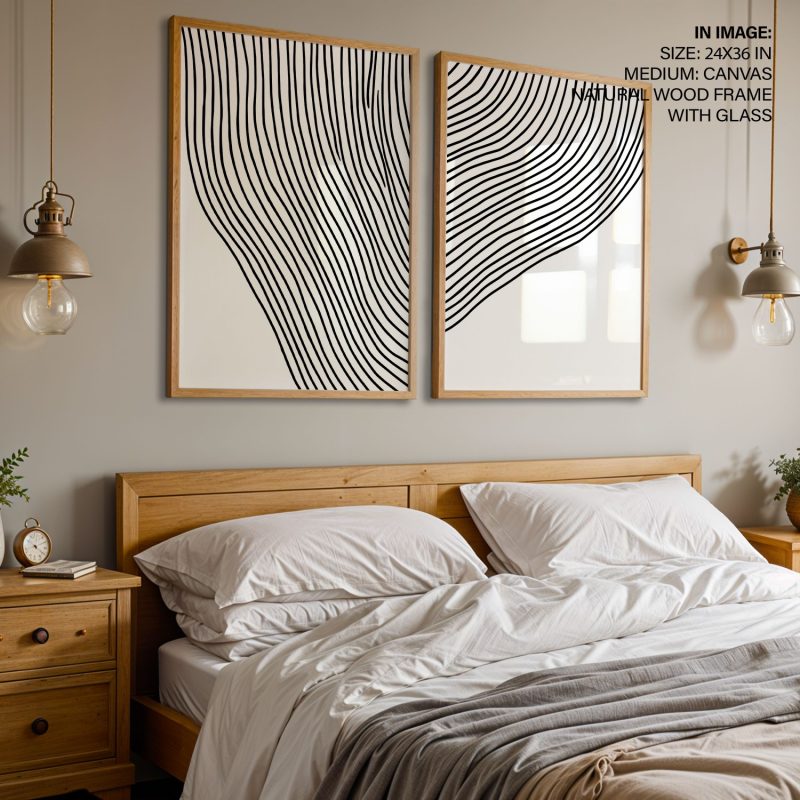 Minimalist Abstract Black Wavy Lines – Wall Art