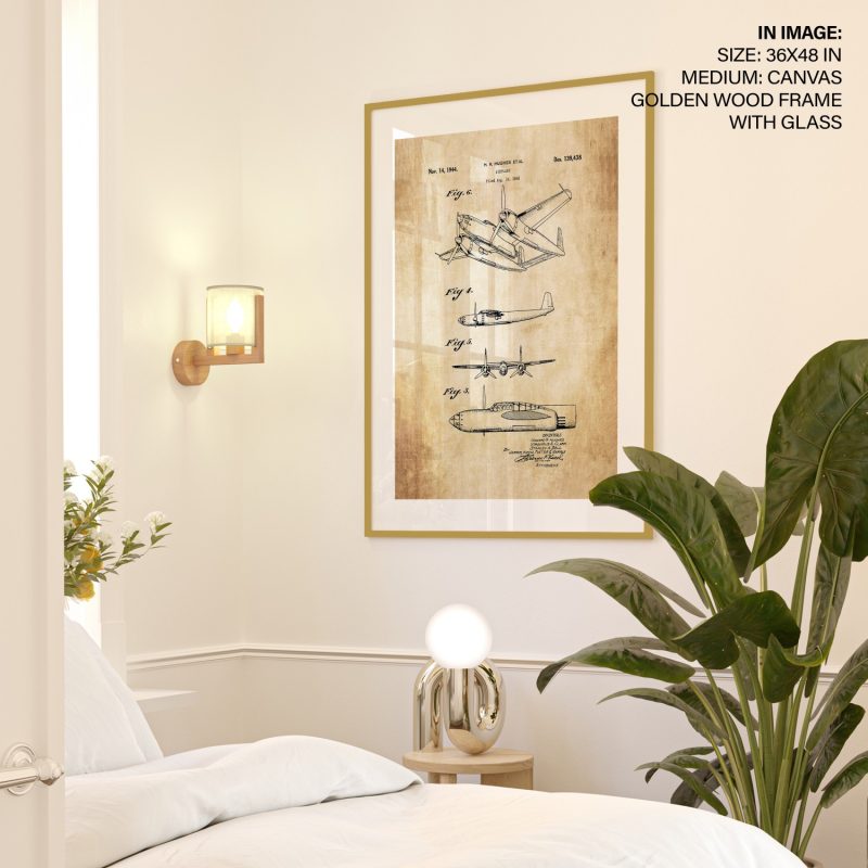 Industrial Vintage Airplane Patent Drawing – Wall Painting