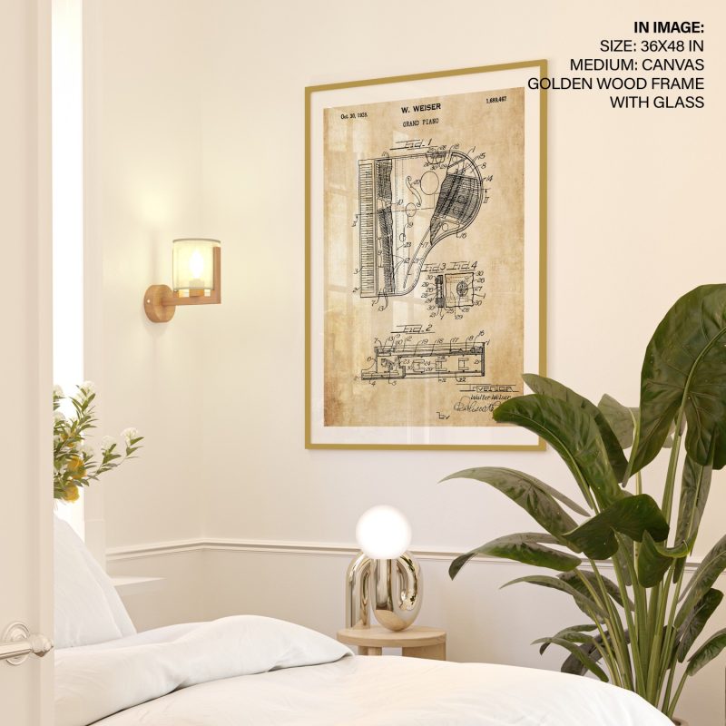 Fine Art Weiser Grand Piano Blueprint – Wall Hanging