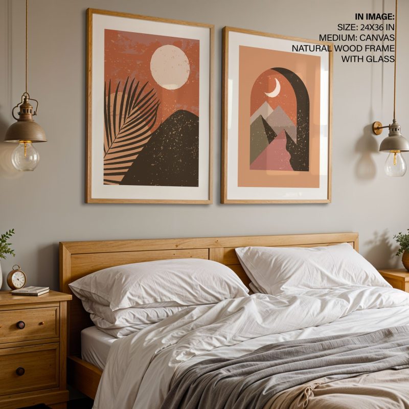 Bohemian Desert Sun Moon Palms – Wall Art