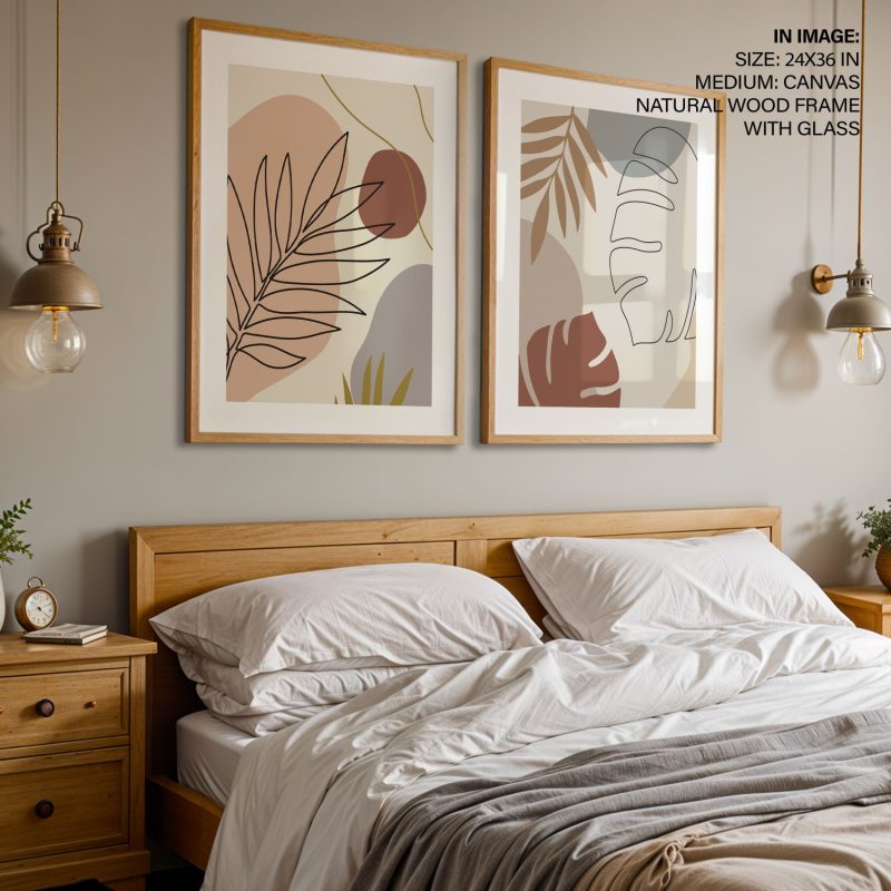 Abstract Botanical Line Art Pair – Wall Decor