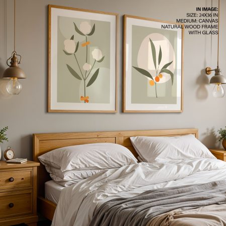 Set of 2 abstract flower and plant