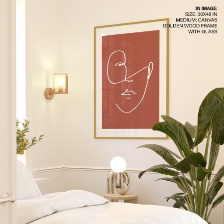 Minimalist White Line Face – Wall Painting