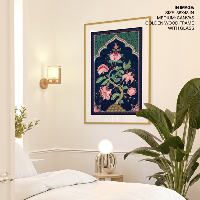 Mughal Pink Flowering Tree Arch – Wall Painting
