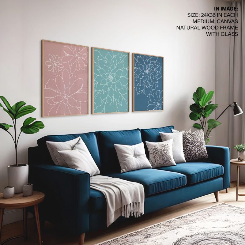 Botanical White Floral Succulent Patterns – Wall Painting