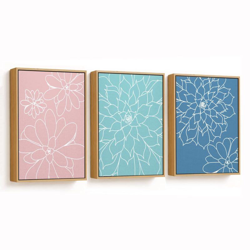 Multicolor Succulent Framed Wall Art (Set of 3), Botanical Art, Nature Art, Modern Art - Choose Size and Frame Color