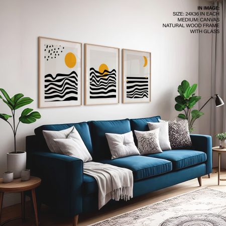 Set of 3 raven ocean sunset