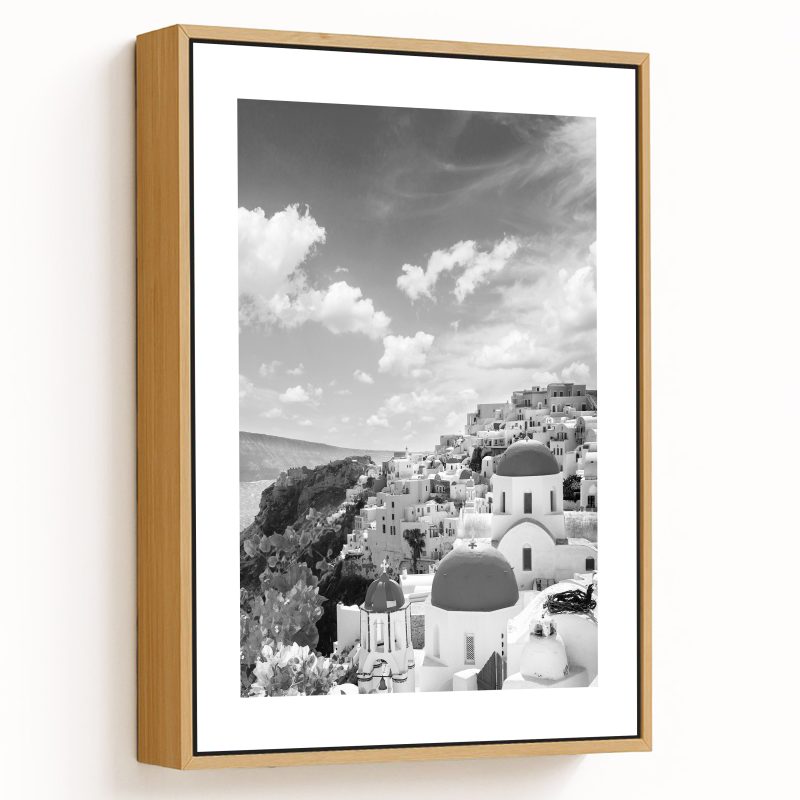 Black and White View of Vintage Santorini