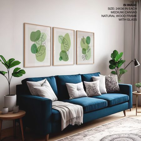 Set of 3 monstera line drawing banana leaves