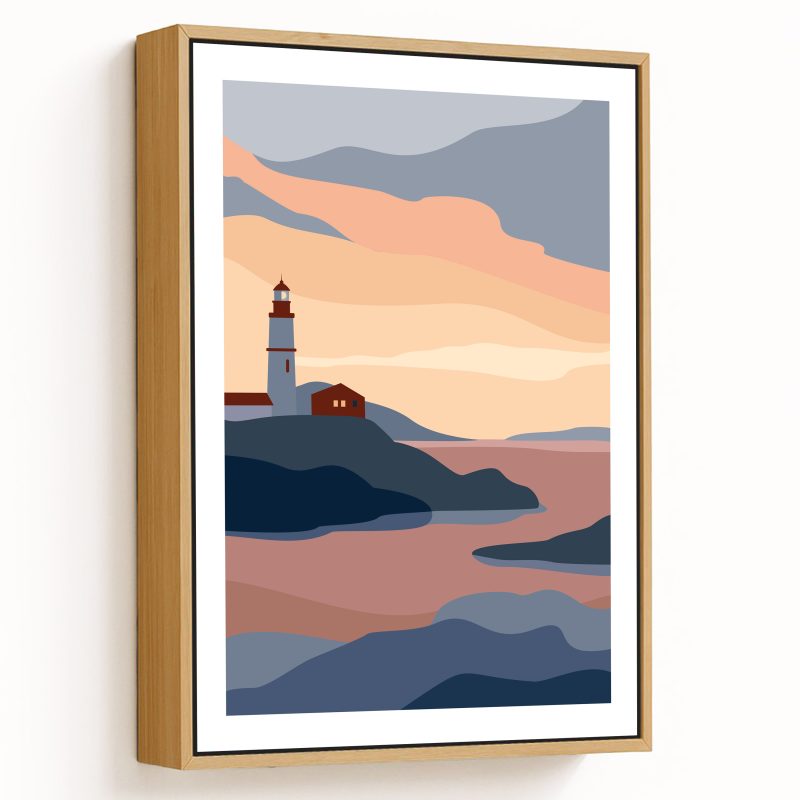 Boho sunset sea lighthouse landscape